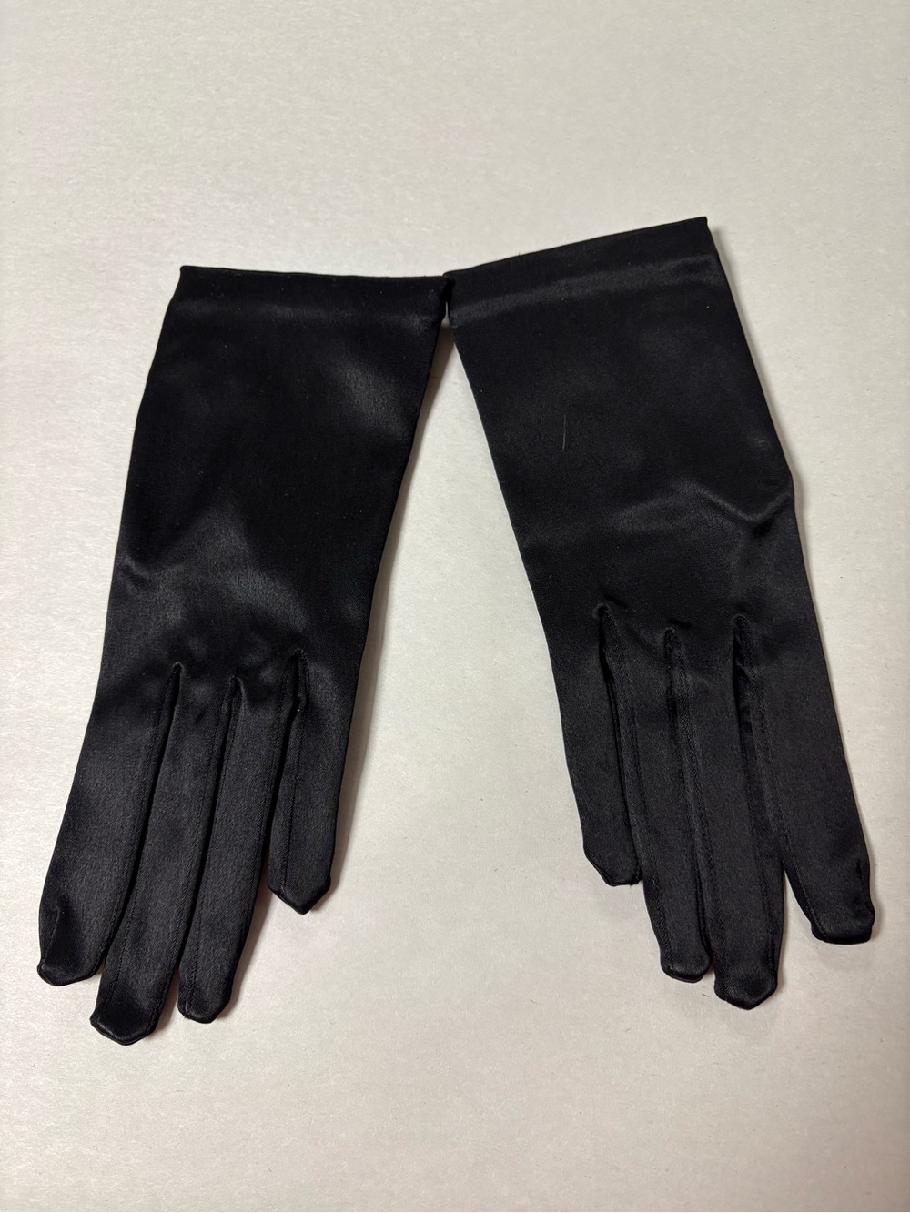 Vintage Classic Black Satin Like Evening Wrist Gloves Size 7